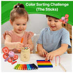 Montessori 3-in-1 Magnetic Fishing and Color Sorting Toy for Toddlers, Wooden Educational Toy for Ages 18 Months to 4 Years, Fine Motor Skills Learning Playset, Sensory Preschool Gift for Boys, Girls