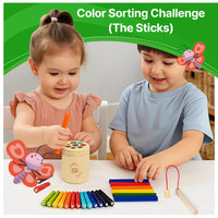 Montessori 3-in-1 Magnetic Fishing and Color Sorting Toy for Toddlers, Wooden Educational Toy for Ages 18 Months to 4 Years, Fine Motor Skills Learning Playset, Sensory Preschool Gift for Boys, Girls