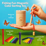 Montessori 3-in-1 Magnetic Fishing and Color Sorting Toy for Toddlers, Wooden Educational Toy for Ages 18 Months to 4 Years, Fine Motor Skills Learning Playset, Sensory Preschool Gift for Boys, Girls