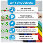 Montessori 3-in-1 Magnetic Fishing and Color Sorting Toy for Toddlers, Wooden Educational Toy for Ages 18 Months to 4 Years, Fine Motor Skills Learning Playset, Sensory Preschool Gift for Boys, Girls